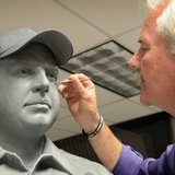 Bill Wolfe working on Brent Long sculpture 